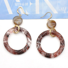 Newest design gold plated hook fish ear jewelry trendy ripple water wavy acrylic drop earrings